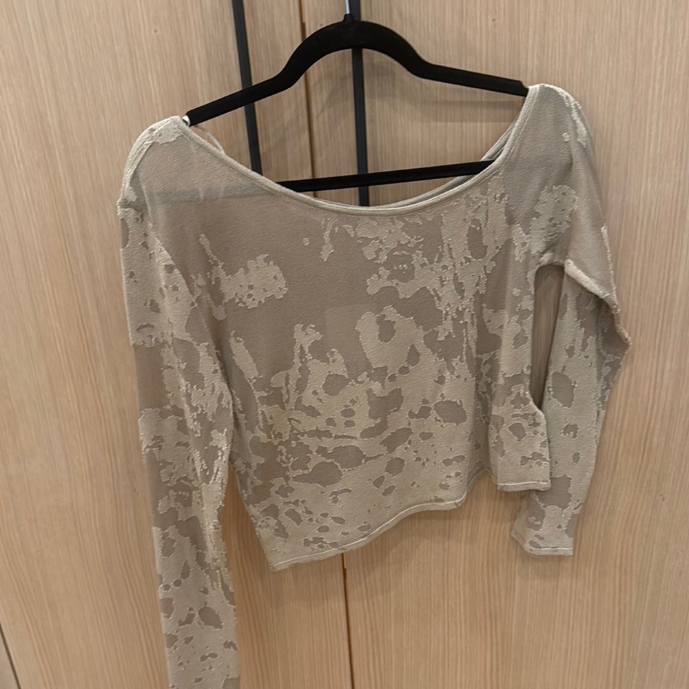 Beige Patterned Long Sleeve Top